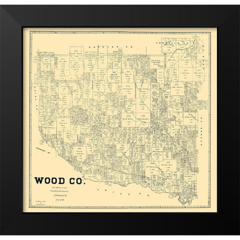 Wood County Texas - Pressler 1895  Black Modern Wood Framed Art Print by Pressler
