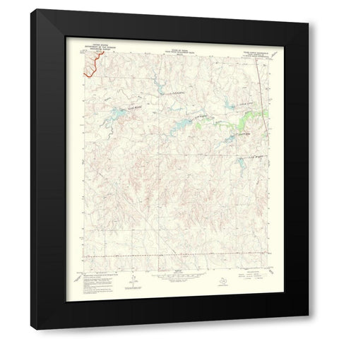Young Ranch Texas Quad - USGS 1969 Black Modern Wood Framed Art Print with Double Matting by USGS