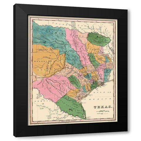 Texas - Bradford 1833 Black Modern Wood Framed Art Print with Double Matting by Bradford