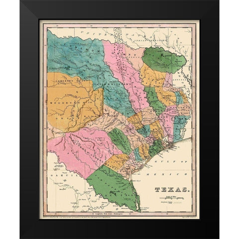 Texas - Bradford 1833 Black Modern Wood Framed Art Print by Bradford