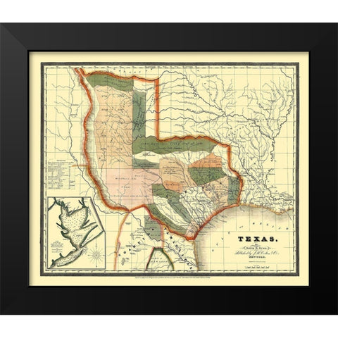 Texas - Burr 1835 Black Modern Wood Framed Art Print by Burr
