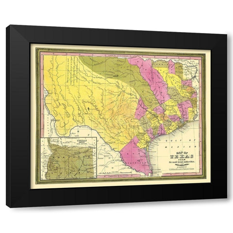 Texas - Mitchell 1846 Black Modern Wood Framed Art Print by Mitchell