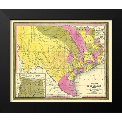 Texas - Mitchell 1846 Black Modern Wood Framed Art Print by Mitchell