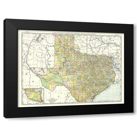Texas - Rand McNally 1897 Black Modern Wood Framed Art Print by Rand McNally