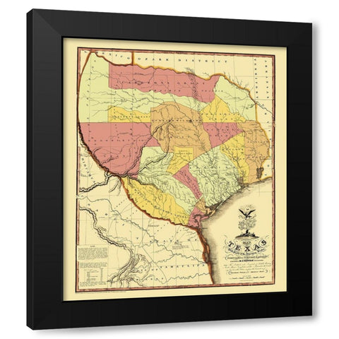 Texas - Tanner 1837 Black Modern Wood Framed Art Print with Double Matting by Tanner