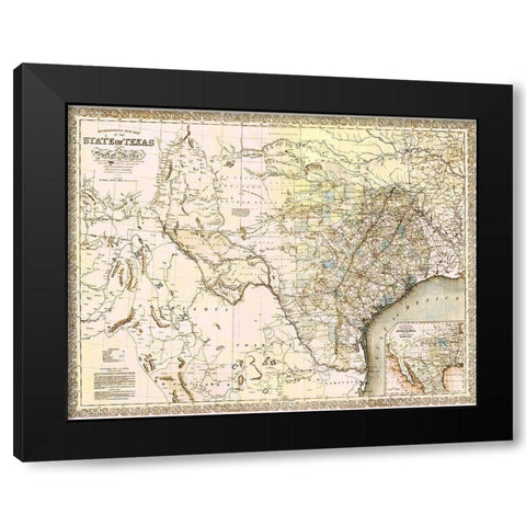 Texas and Northern Mexico - Desilver 1859 Black Modern Wood Framed Art Print by Desilver