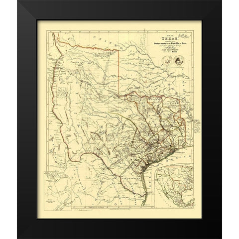 Republic of Texas - Arrowsmith 1841 Black Modern Wood Framed Art Print by Arrowsmith