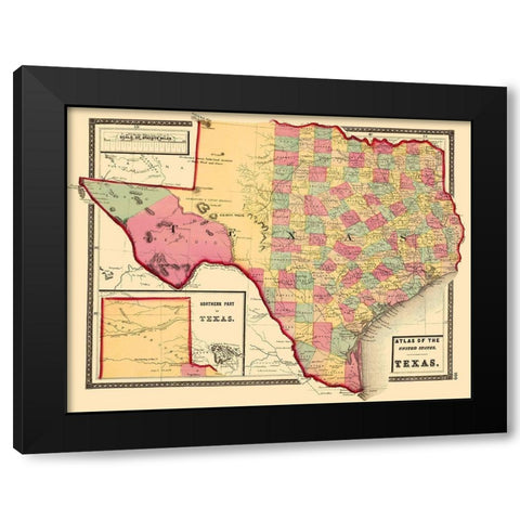 Texas - Stedman 1873 Black Modern Wood Framed Art Print with Double Matting by Stedman