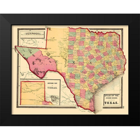 Texas - Stedman 1873 Black Modern Wood Framed Art Print by Stedman