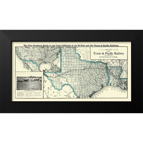 Texas and Pacific Railway with Connections 1903 Black Modern Wood Framed Art Print by Woodward