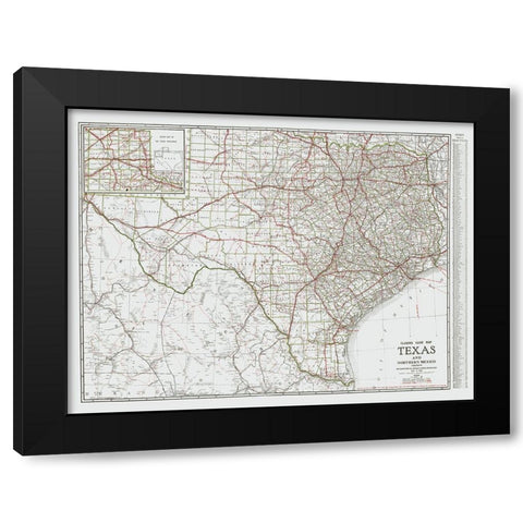 Texas and Northern Mexico - Clason 1931 Black Modern Wood Framed Art Print with Double Matting by Clason