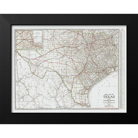 Texas and Northern Mexico - Clason 1931 Black Modern Wood Framed Art Print by Clason