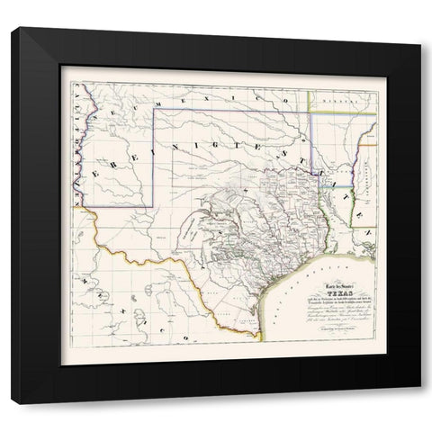 Texas - Association for German Immigrants 1851 Black Modern Wood Framed Art Print by Association for German Immigrants