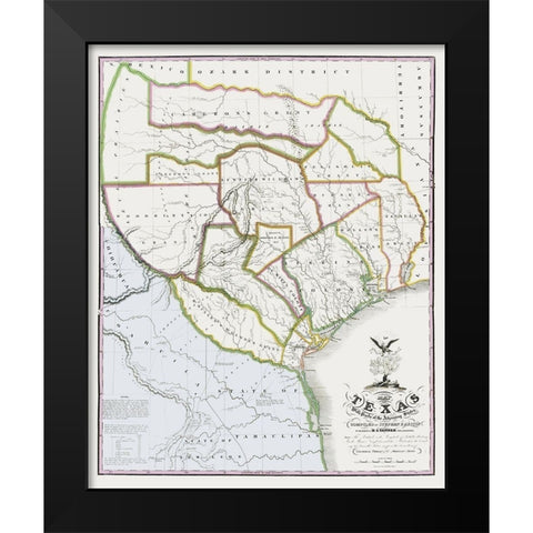 Texas Landowner Plat - Tanner 1836 Black Modern Wood Framed Art Print by Tanner