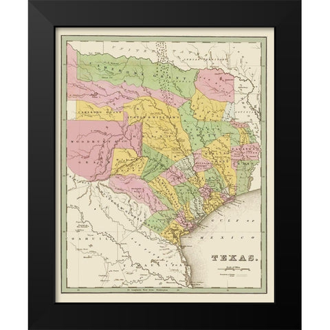 Texas Eastern Landowner Grants - Bradford 1838 Black Modern Wood Framed Art Print by Bradford