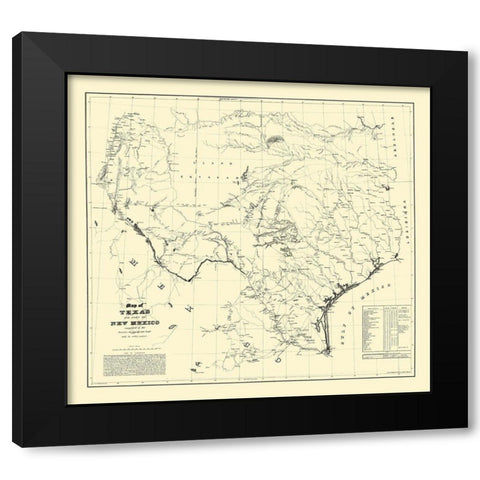 Texas, Eastern New Mexico - Dunnovant 1857 Black Modern Wood Framed Art Print with Double Matting by Dunnovant