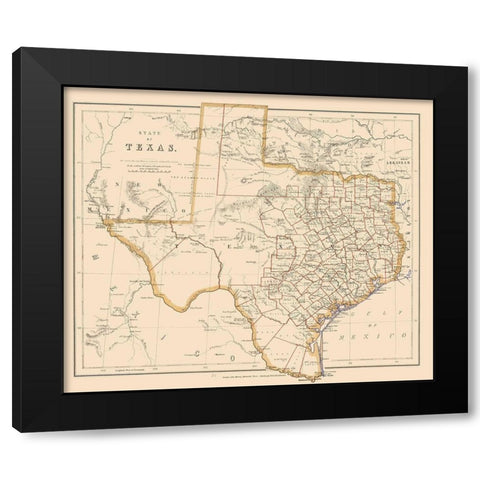 Texas - Stanford 1857 Black Modern Wood Framed Art Print with Double Matting by Stanford