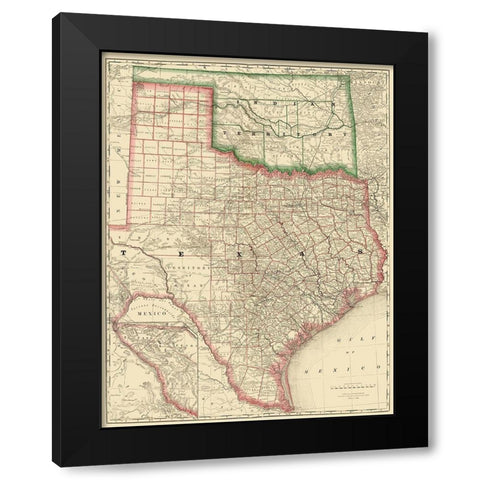 Texas and Indian Territory - Rand McNally 1879 Black Modern Wood Framed Art Print by Rand McNally
