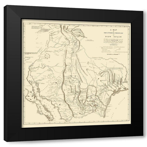 New Spain Located In Modern Day Texas - Pike 1807 Black Modern Wood Framed Art Print with Double Matting by Pike