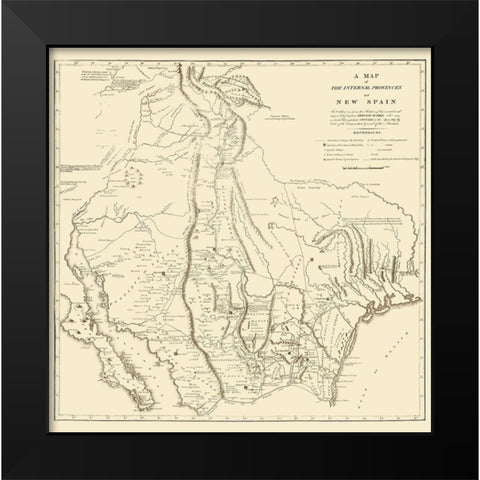 New Spain Located In Modern Day Texas - Pike 1807 Black Modern Wood Framed Art Print by Pike
