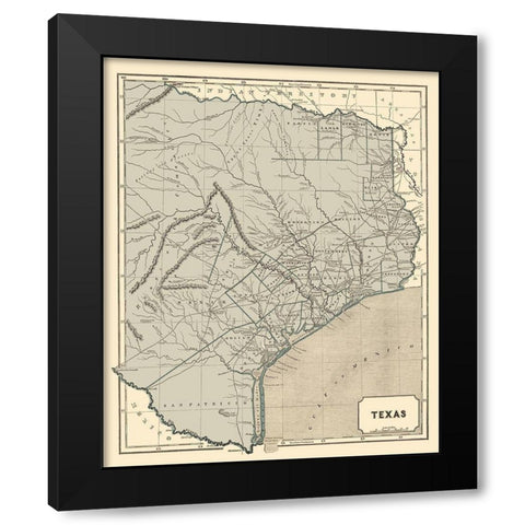 Texas - Morse and Breese 1845 Black Modern Wood Framed Art Print with Double Matting by Morse