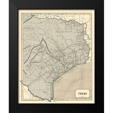 Texas - Morse and Breese 1845 Black Modern Wood Framed Art Print by Morse
