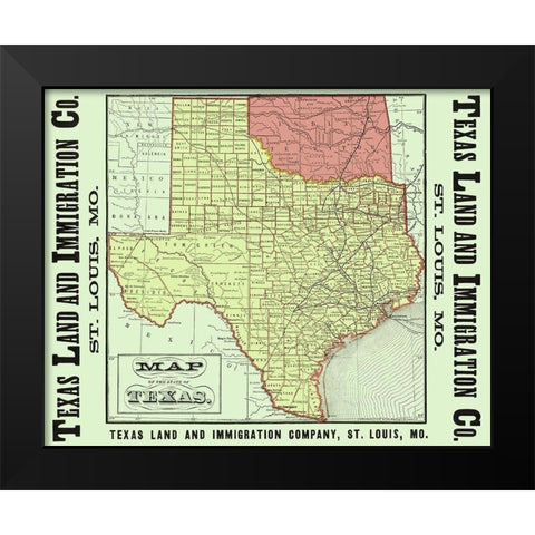 Texas - Texas Land and Immigration 1876 Black Modern Wood Framed Art Print by Texas Land and Immigration