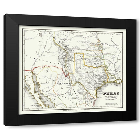 Texas and Surrounding Territories - Radefeld 1846 Black Modern Wood Framed Art Print by Radefeld