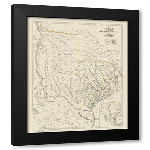 Texas and Surrounding Territories - Arrowsmith Black Modern Wood Framed Art Print with Double Matting by Arrowsmith