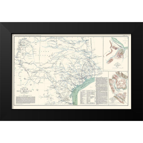 Texas, New Mexico - US War Dept 1857 Black Modern Wood Framed Art Print by US War Dept