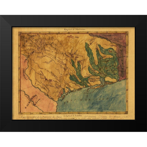 Texas Southeast - Austin 1822 Black Modern Wood Framed Art Print by Austin