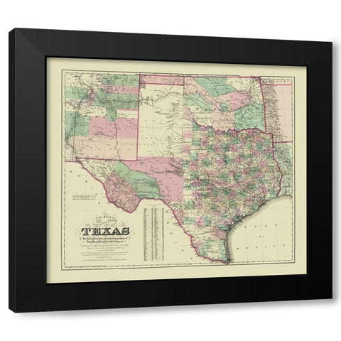 Texas - Colton 1872 Black Modern Wood Framed Art Print by Colton