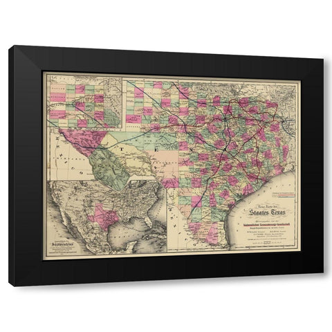 Texas - Colton 1881 Black Modern Wood Framed Art Print by Colton