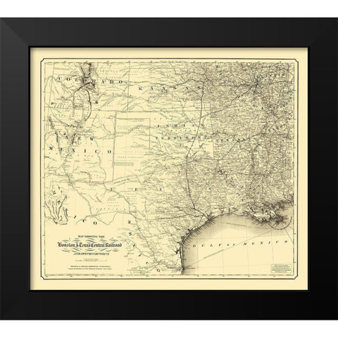 Southern Railroads - Colton 1867 Black Modern Wood Framed Art Print by Colton