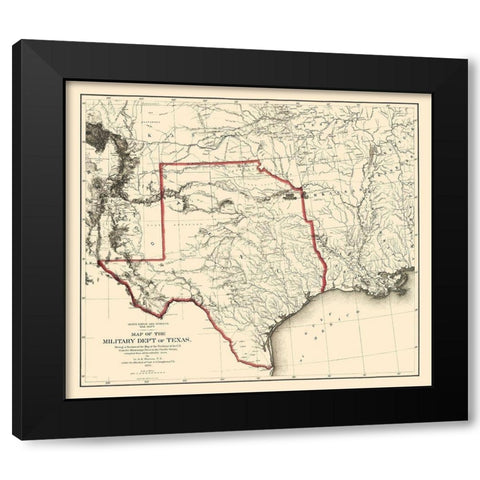 Texas Military Department - Bien 1859 Black Modern Wood Framed Art Print by Bien
