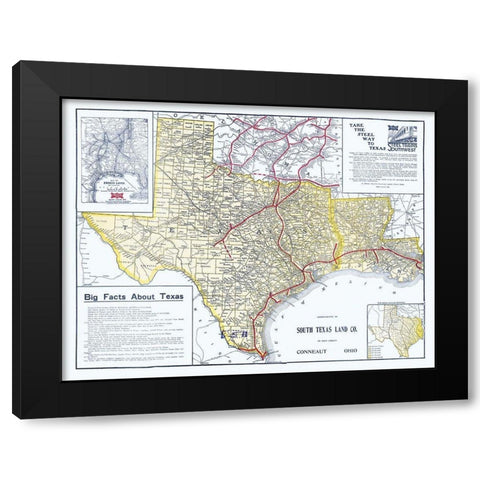 Frisco Lines - South Texas Land 1911 Black Modern Wood Framed Art Print by South Texas Land
