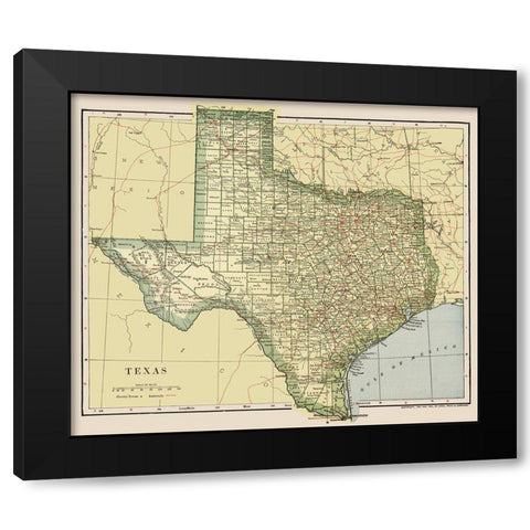Texas - Dodd Mead 1903 Black Modern Wood Framed Art Print by Dodd Mead