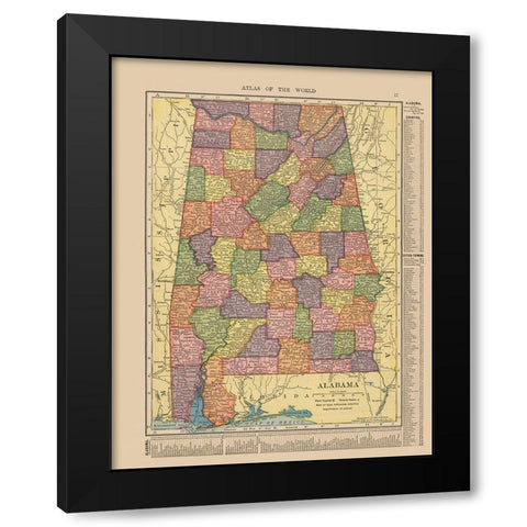 Alabama - Hammond 1910 Black Modern Wood Framed Art Print by Hammond