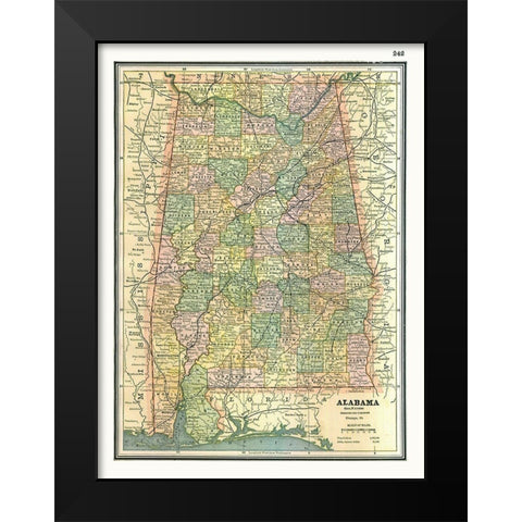 Alabama - Johnson 1888 Black Modern Wood Framed Art Print by Johnson