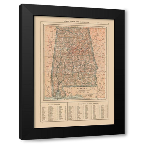 Alabama - Reynold 1921 Black Modern Wood Framed Art Print by Reynold