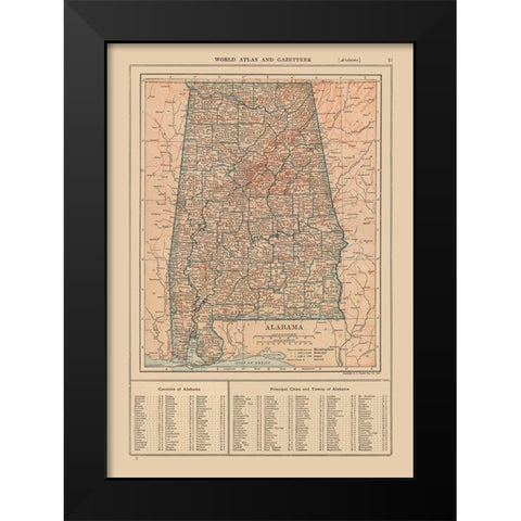 Alabama - Reynold 1921 Black Modern Wood Framed Art Print by Reynold