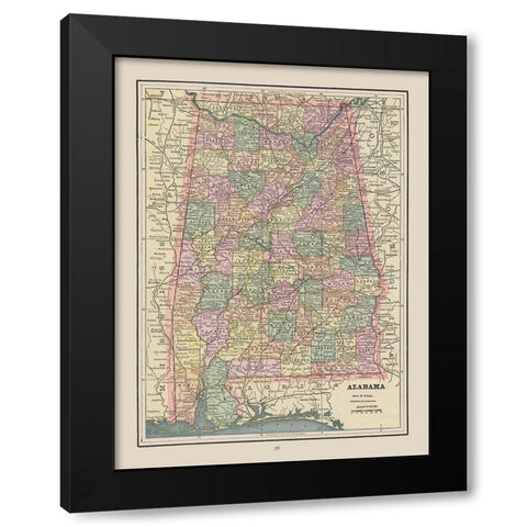 Alabama - Cram 1892 Black Modern Wood Framed Art Print by Cram