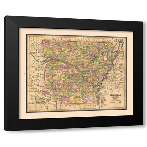 Arkansas, United States - Cram 1888 Black Modern Wood Framed Art Print by Cram
