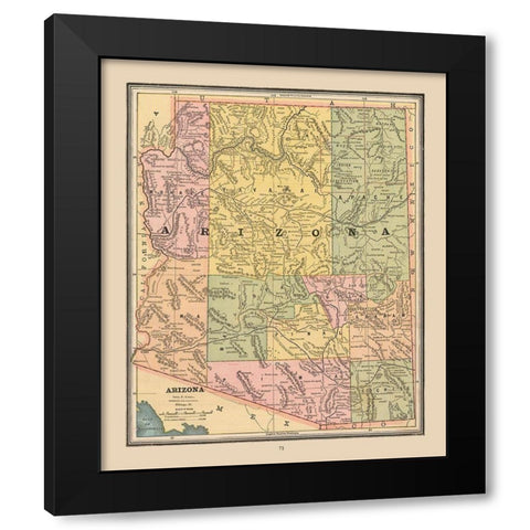Arizona, United States - Cram 1888 Black Modern Wood Framed Art Print with Double Matting by Cram