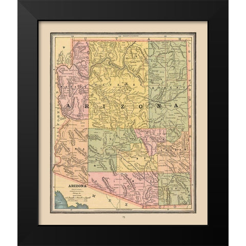 Arizona, United States - Cram 1888 Black Modern Wood Framed Art Print by Cram