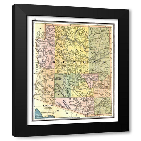 Arizona - Johnson 1888 Black Modern Wood Framed Art Print by Johnson