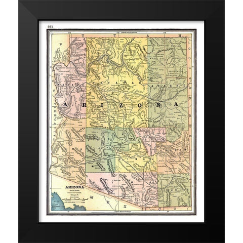 Arizona - Johnson 1888 Black Modern Wood Framed Art Print by Johnson