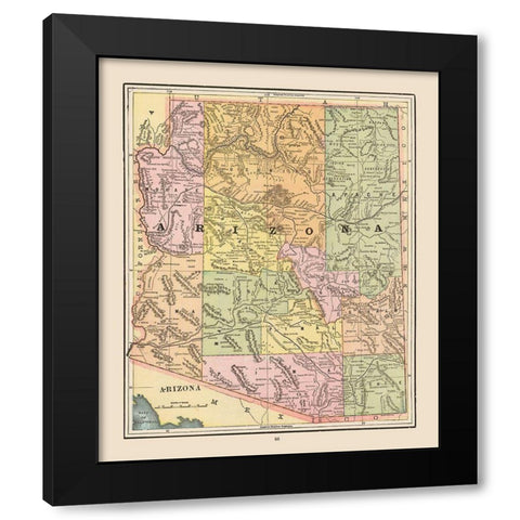 Arizona - Cram 1892 Black Modern Wood Framed Art Print with Double Matting by Cram