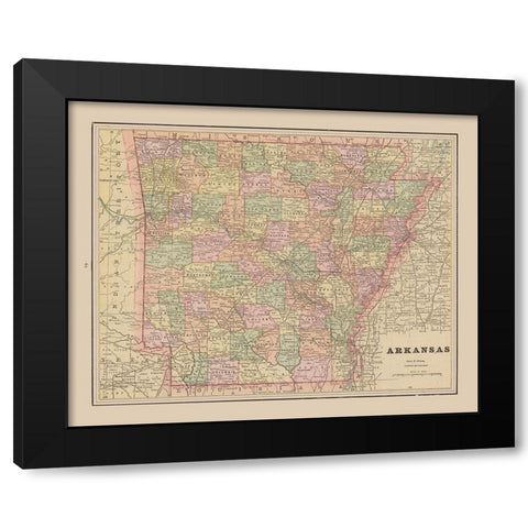 Arkansas - Cram 1892 Black Modern Wood Framed Art Print with Double Matting by Cram