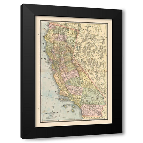 California, United States - Cram 1888 Black Modern Wood Framed Art Print by Cram